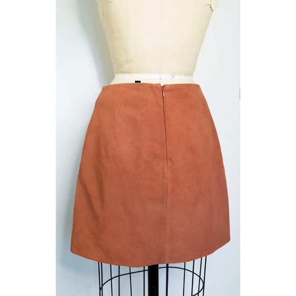 X by NBD Womens Suede Leather Mini Skirt Studs Brown 6 - Picture 5 of 8